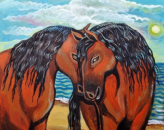 Kissing Horses - Print