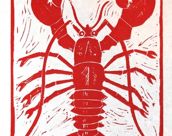 Lobster - Linocut Print