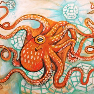 Orange Octopus - LARGE Print