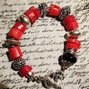 Coral and silver bracelet