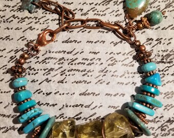 Stunning citrine and turquoise bracelet