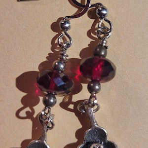 Fuchsia and pewter earrings
