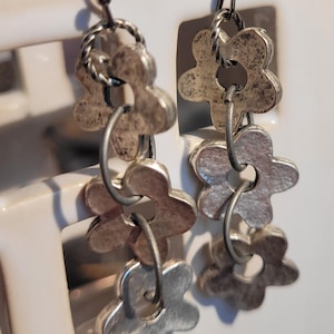 Primitive pewter flower earrings