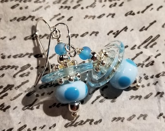 Polka dot glass bead earrings