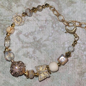 White Czech glass bracelet