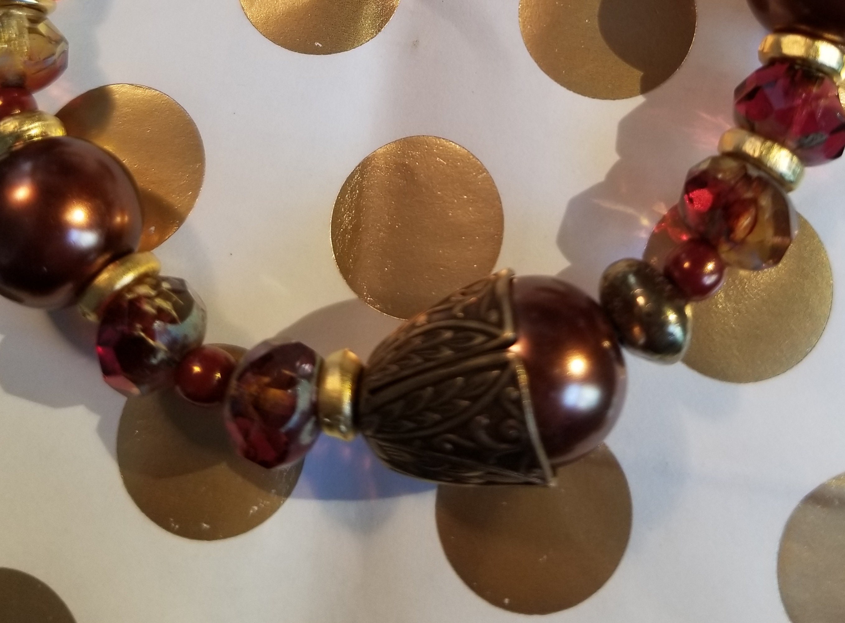 Czech glass and matte gold finish bracelet