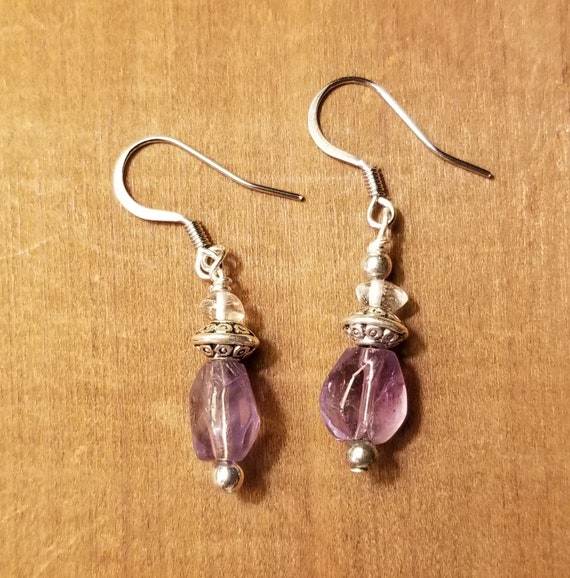 Amethyst and Clear Quartz Earrings