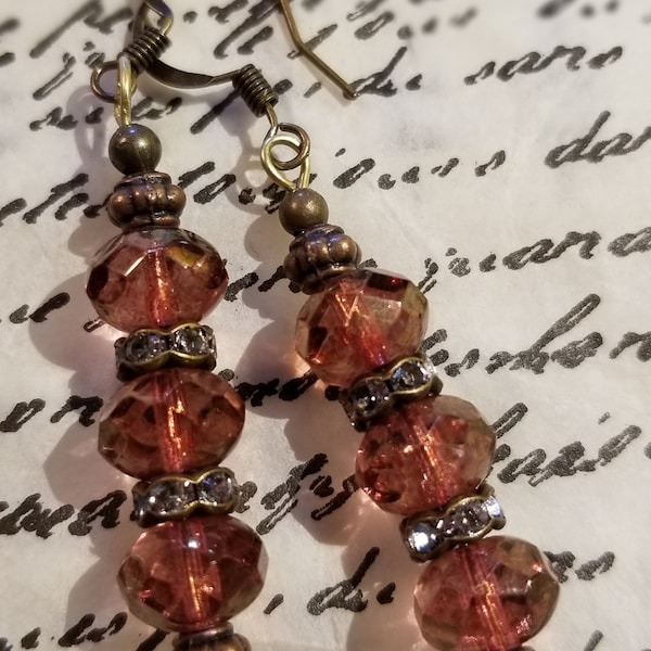 Pink Czech glass earrings