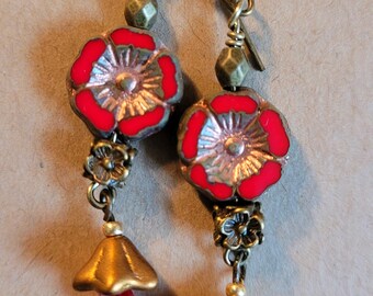Boucles D'oreilles Femme RIXERKOC Style Bohème - Pendentif Fleur Et Goutte - Plaqué Platine Sur Cuivre