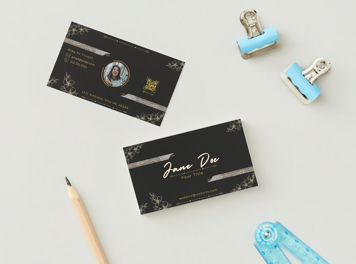Business Card Template QR Code, Printable Business Card, DIY Calling ...