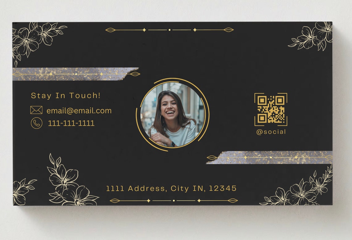 Business Card Template QR Code, Printable Business Card, DIY Calling ...