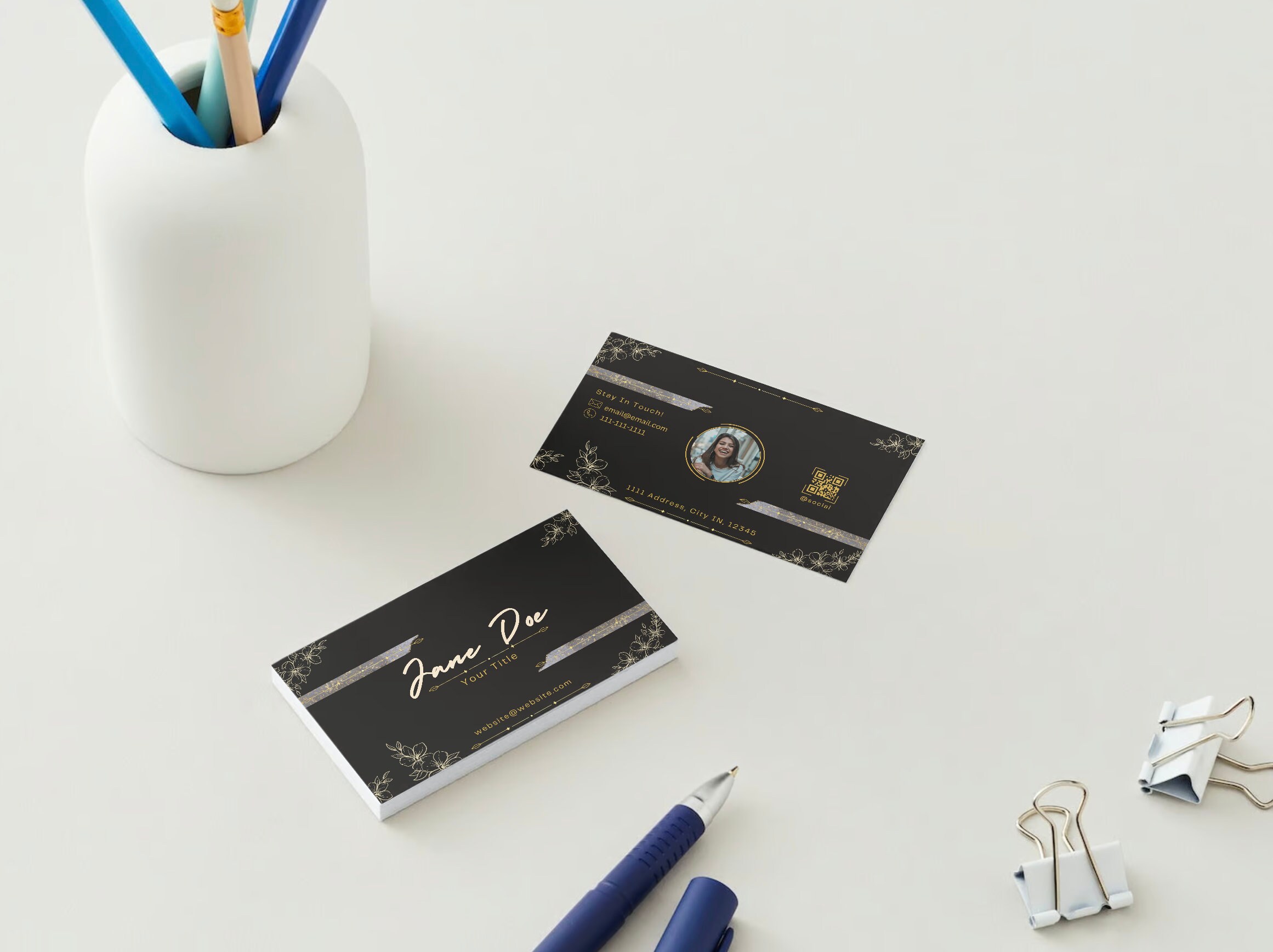 Business Card Template QR Code, Printable Business Card, DIY Calling ...