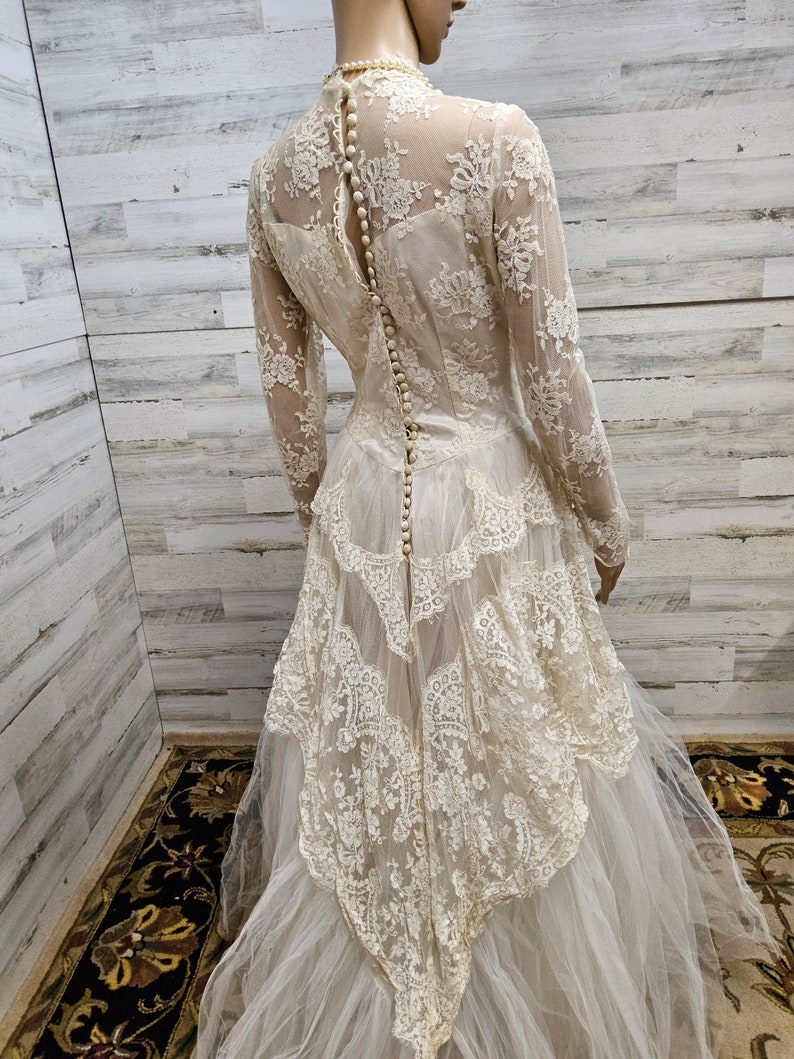 Fairytale Lace Top Tulle Wedding Dress with V Back main image 1