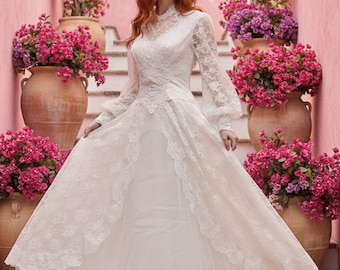 Vintage RARE Large 1960’s Bohemian Lacy Wedding Dress* Cottage Core* Coastal Cowgirl Bridal Dress *
