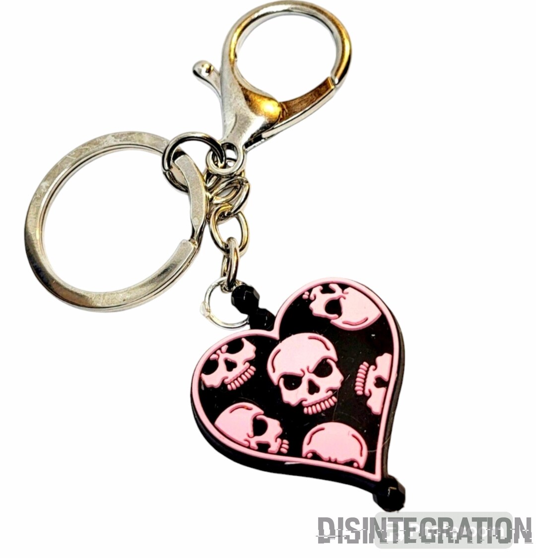 Pink Skulls Keyring, Goth Skulls Keychain, Pastel Goth Keychain With ...