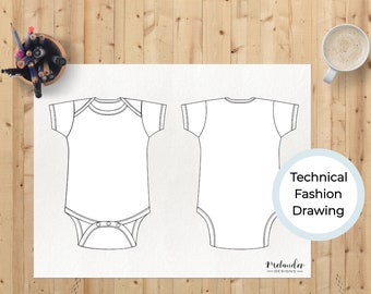 Baby bodysuit #3 Technical Fashion Drawing