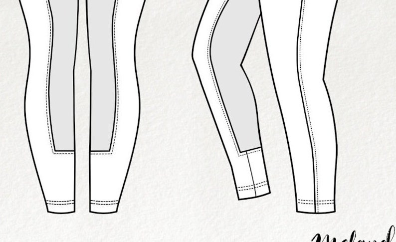 Equestrian Riding Breeches Technical Fashion Drawing image 4