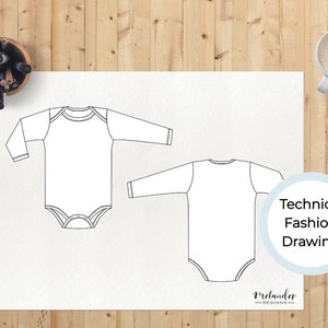 Baby Bodysuit 2 Technical Fashion Drawing image 1