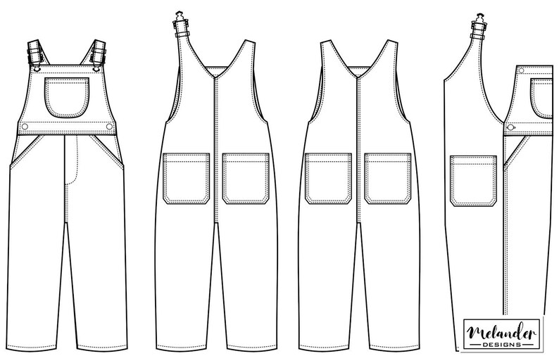 Toddler Overalls Technical Fashion Drawing image 3