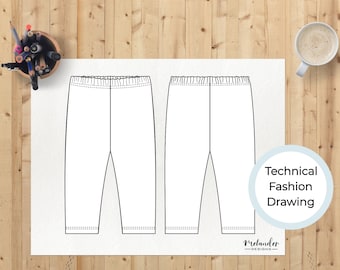 Baby, Infant and Toddler Leggings Technical Fashion Drawing