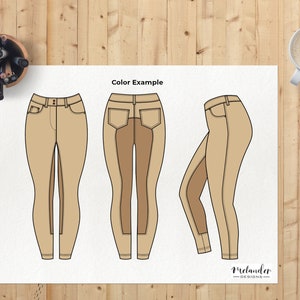 Equestrian Riding Breeches Technical Fashion Drawing image 6