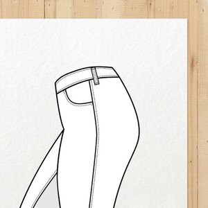 Equestrian Riding Breeches Technical Fashion Drawing image 5