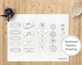 Baby headbands technical fashion drawings and headband designer tool