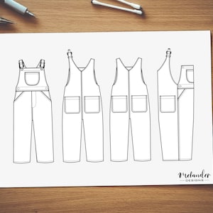 Toddler overalls technical drawing