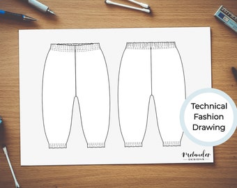 Infant Toddler Sweatpants Technical Fashion Drawing