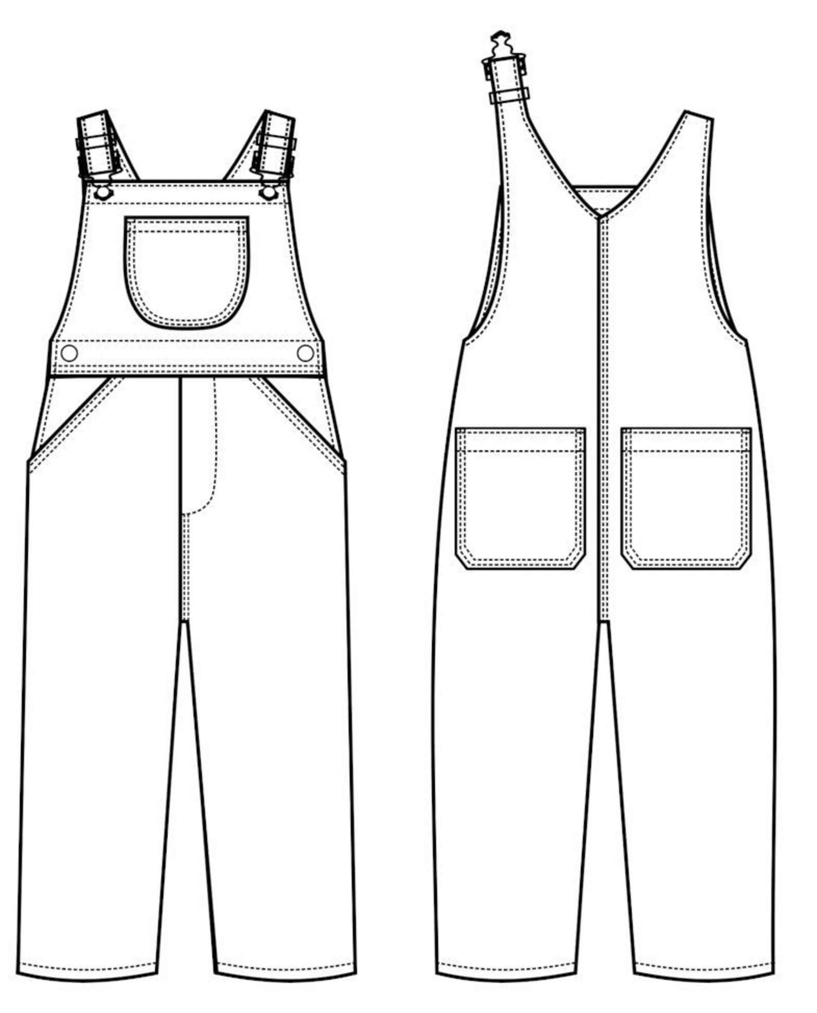 Toddler Overalls Technical Fashion Drawing | Etsy