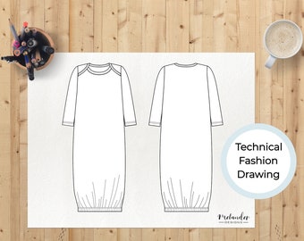 Technische Mode Zeichnung Säugling Baby Schläfer Kleid