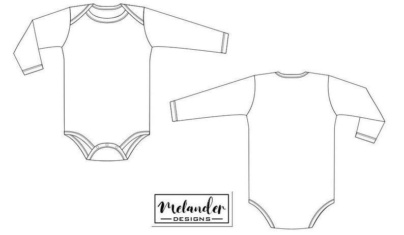 Baby Bodysuit 2 Technical Fashion Drawing image 3