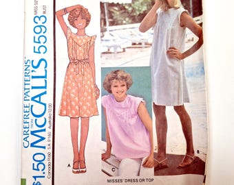 McCalls 5593 Size 12 Bust 34 Dress Blouse UNCUT sewing pattern from 1970s