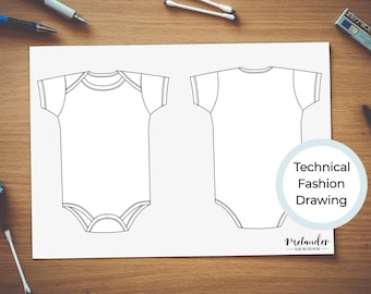 Baby Bodysuit #1 Technical Fashion Drawing