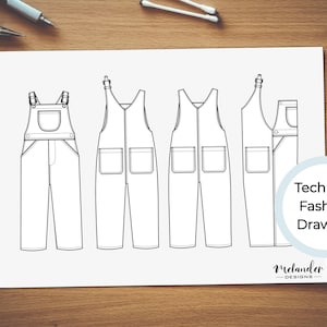 Toddler Overalls Technical Fashion Drawing image 1