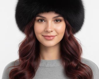 Saga Furs Black Fur Headband Black SAGA Furs Fox Fur Headband - Etsy main image 2