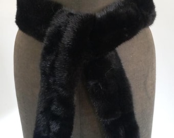 Cinturón de piel de visón auténtica SAGA FURS negro