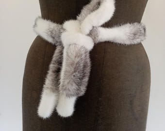 Cinturón de piel de visón auténtica Black Cross SAGA FURS