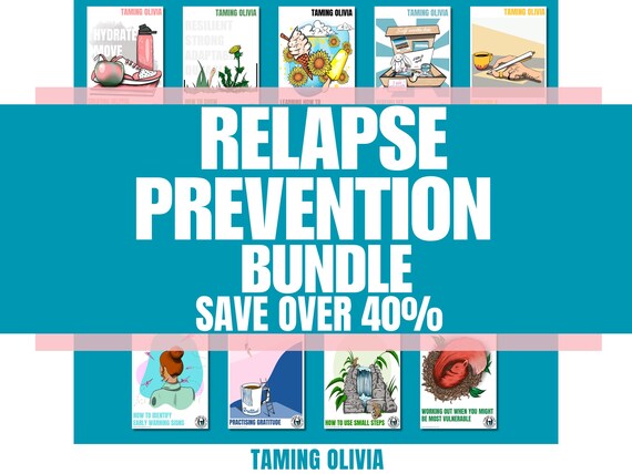 Relapse Prevention Bundle Pack | Self-compassion | Gratitude | Mood boost | Self-soothe box | Small steps | Helpful habits | Coping skills