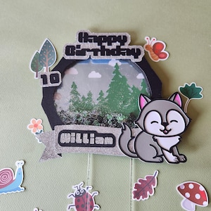 Wolf Cake Topper Shaker for Birthday Party Personalized Cake Decoration and Keepsake  or Wolf Shaker Birthday Party Favor Wolf Lover Gift