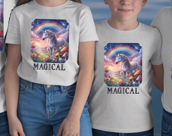 Unicorn Spirit Animal Family Graphic Tee Fantasy Rainbow TShirt Top Short Sleeve Shirt Casual Wear Apparel Fantasy Inspired Gift for All