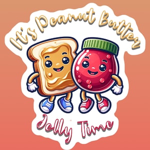 Adesivo Peanut Butter Jelly Time - Adesivo carino per cibo PB&J per bambini e adulti - Decorazione divertente per cucina o laptop - Adesivo con citazione divertente sul panino