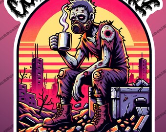 Sticker Coffee Before Brains Zombie - gestanst