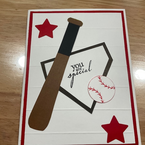 Greeting card, handmade All American baseball handmade birthday card