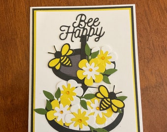 Tiered tray bee themed greeting card