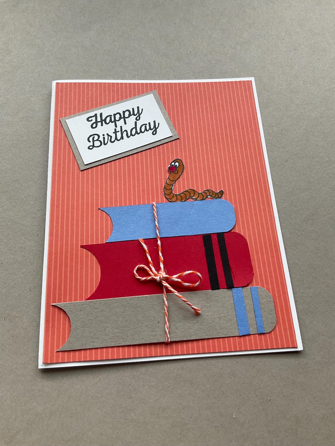 Book Worm’s Handmade Birthday Card With Bookworm Included! - Etsy