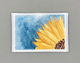 Original Watercolor ACEO 1/4 Sunflower