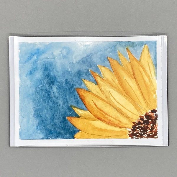 Original Watercolor ACEO 1/4 Sunflower