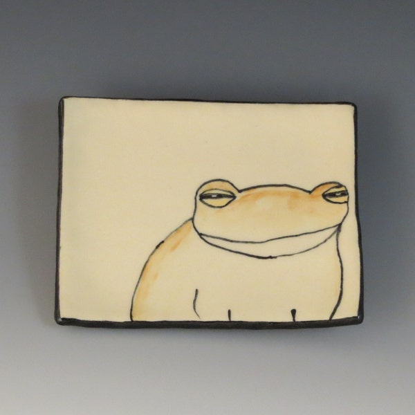 Handbuilt Ceramic Soap Dish with Frog