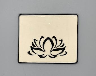 Handbuilt Ceramic Soap Dish with Lotus Flower